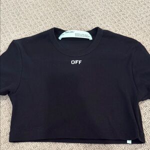 off- white Black cropped T-Shirt